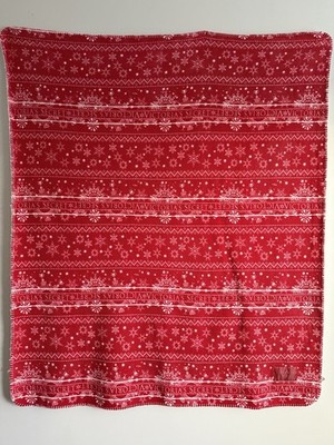 Victoria's Secret Holiday Snowflakes Cozy Sherpa Plush Fleece Blanket Throw Red