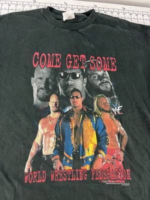COME GET SOME Y2K Vtg WWF Stone Cold Steve Austin The Rock T Shirt Distressed