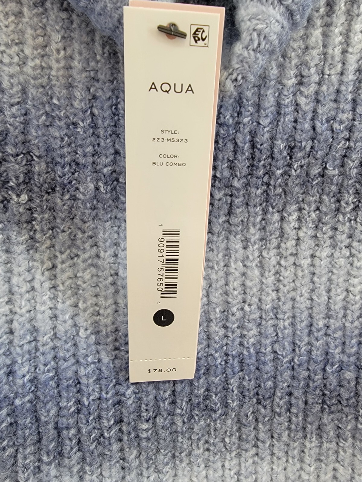 AQUA Ombre Turtleneck Sweater Women's L Blue Combo Pullover Style Long Sleeve - Picture 15 of 15