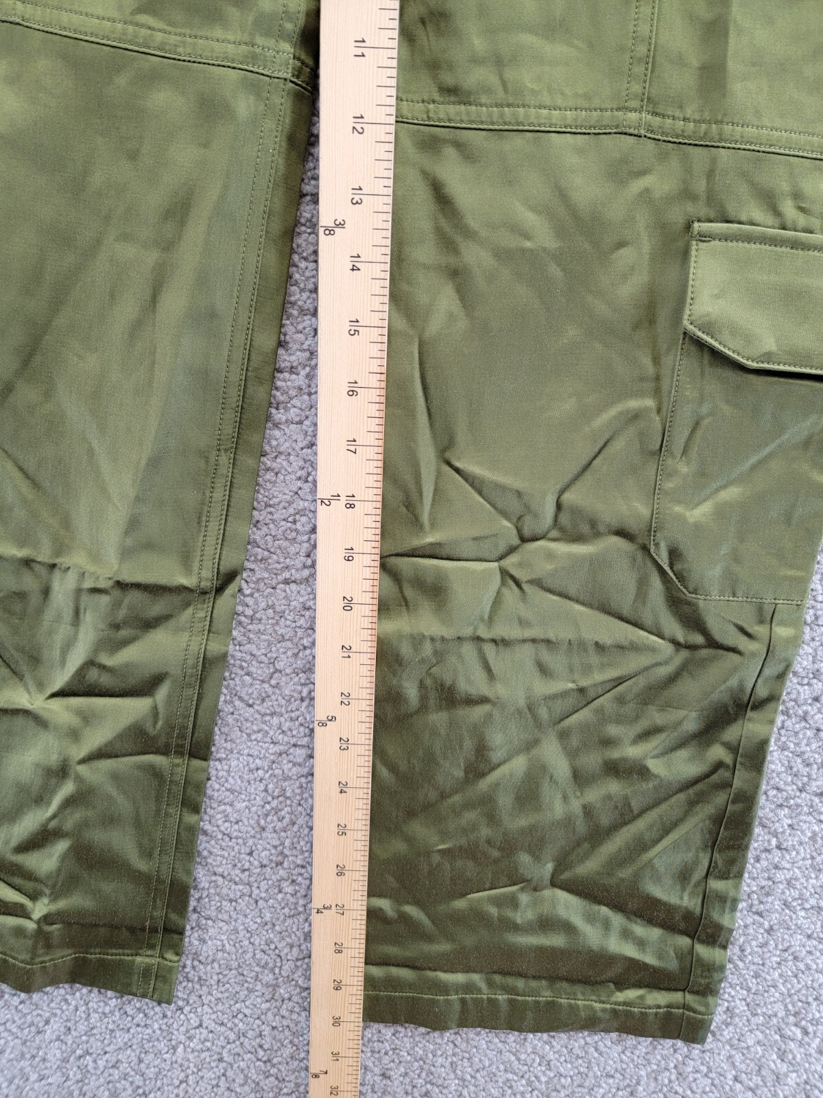rag & bone Cailyn Satin Cargo Pants Women's 23 Army Green Straight Button Zip - Picture 7 of 18