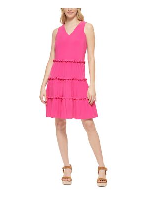 TOMMY HILFIGER Womens Pink Lined Pullover Sleeveless Shift Dress 16