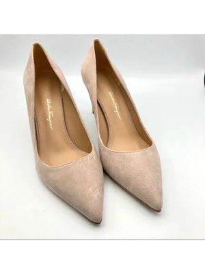 

SALVATORE FERRAGAMO Женские бежевые кожаные туфли-лодочки без шнуровки только на шпильках, Бежевый, 715527