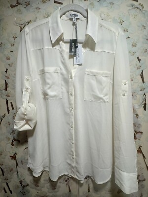NEWEXPRESS THE PORTO FINO SHIRT WOMEN S NWT LIGHTWEIGHT IVORY SHIRT WITH POCKETS