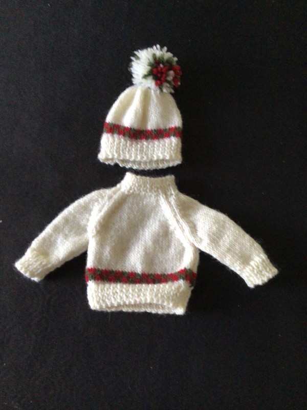 Pull Et Bonnet Pour PoupéE Bleuette 29 Cm