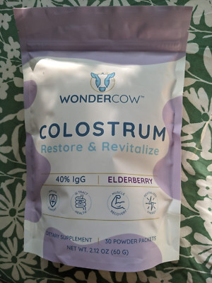 WONDERCOW Colostrum Powder Supplement for Gut Health, Elderberry 30 servings