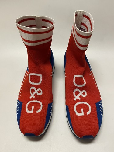 Pre-owned Dolce & Gabbana Men's Sorrento Sock Sneakers Red Blue Size 10.5 Us / 43.5 Eu