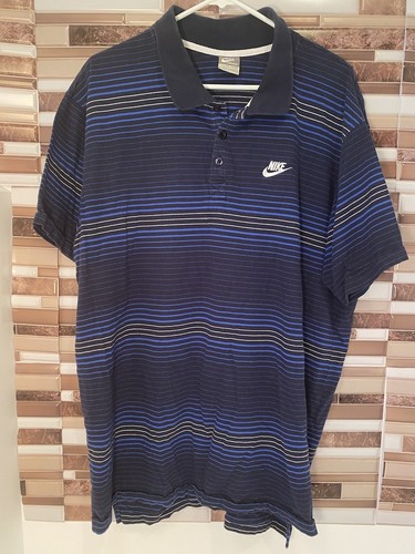 Vintage 2000s Nike Sportswear Y2K Polo Shirt Silver Tag Sz 2XL White Blue  Grey