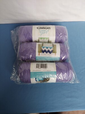 Lot of 3 Caron Simply Soft Yarn Lavender Blue #4 Medium 6 oz 315 yards Brand NEW