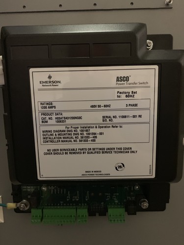 ASCO 1200 AMP 300 Series 3 Pole 480V