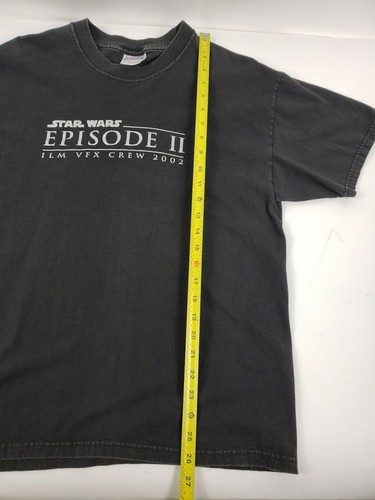 VINTAGE STAR WARS Episode II 2 ILM VFX Film Crew T-Shirt Size L Old Republic