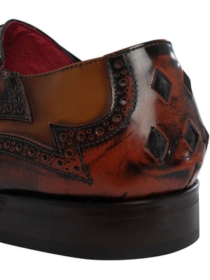 Pre-owned Jeffery West Men's Derby Brogue Leather Shoes, Brown