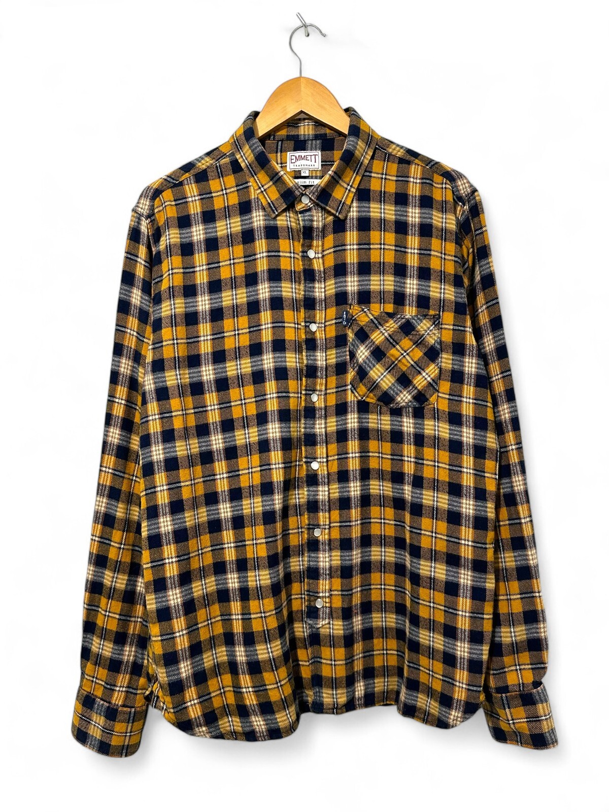 Men's Emett Check Plaid Flannel Shirt XL Slim Fit | eBay