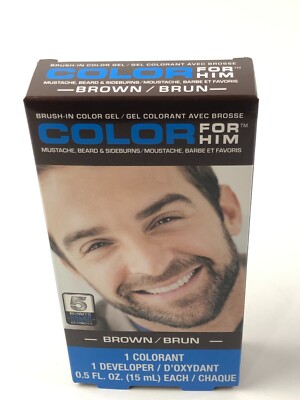 Color For Him Brush-In Color Gel Mustache Beard & Sideburns Color Brown