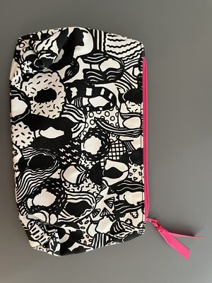 Ipsy Glam Bag Black & White with Faces BAG ONLY