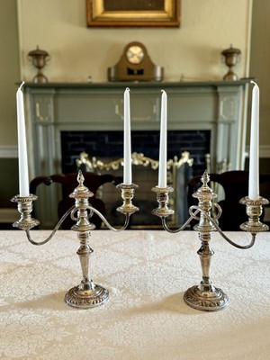 Pair 3 Flame Silverplate Candelabra Shabby Chic 4 Combinations SOLD AS IS 