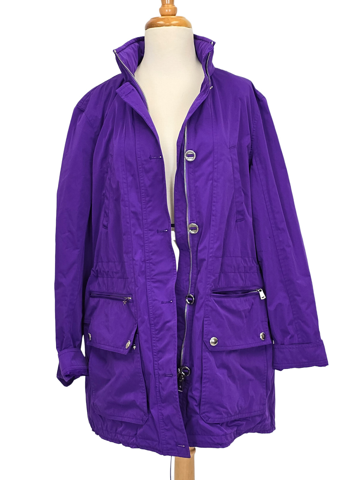 VTG RALPH LAUREN PURPLE UTILITY RAIN LADIES WINDBREAKER HOODED JACKET BLAZER *XL