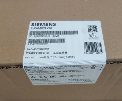 NEW SIEMENS 6SL3210-5BE31-5UV0 1PCS SINAMICS V20 RATED P0WER 6SL3210-5BE31-5UV0