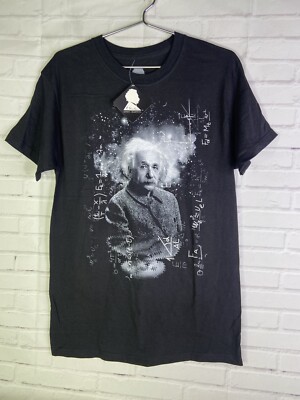 Albert Einstein Equations Graphic Licensed Tee T-Shirt Black Mens Size M