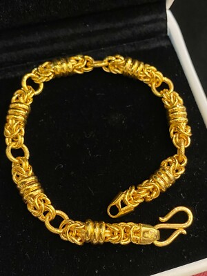 Pre-owned Jisha Stunning Dubai Handmade Unisex Link Bracelet In 916 Stamped 22karat Yellow Gold