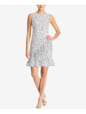 

Женское платье трапециевидной формы выше колена цвета слоновой кости без рукавов RALPH LAUREN, Цвет слоновой кости