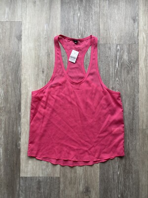 3.1 Phillip Lim NWT Hot Magenta Barbie Pink Silk Sheer Racerback Tank Size Small