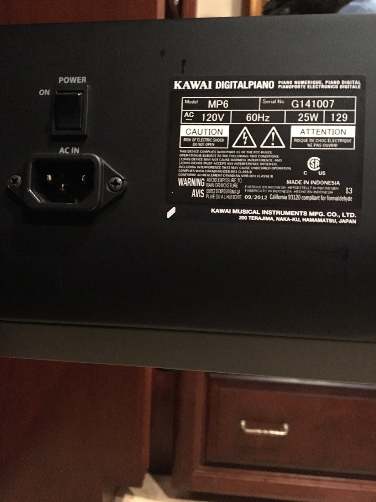 Kawai MP6 88-key Digital Stage Piano in Very Good Condition w/ Padded Carry Case