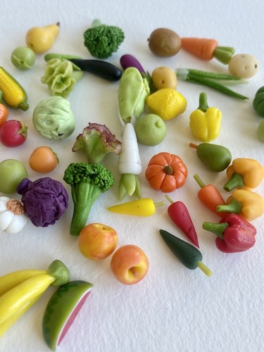30 Pcs Set 1:12 clay Handmade miniature Dollhouse Mixed Vegetable Broccoli Corn