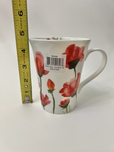 Mikasa KEIRA Set Of 4 Mugs Fine Bone China Poppy Flowers NWT