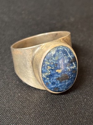 Bezel-set Oval Lapis Lazuli Ring Mexico Sterling Silver 3/4