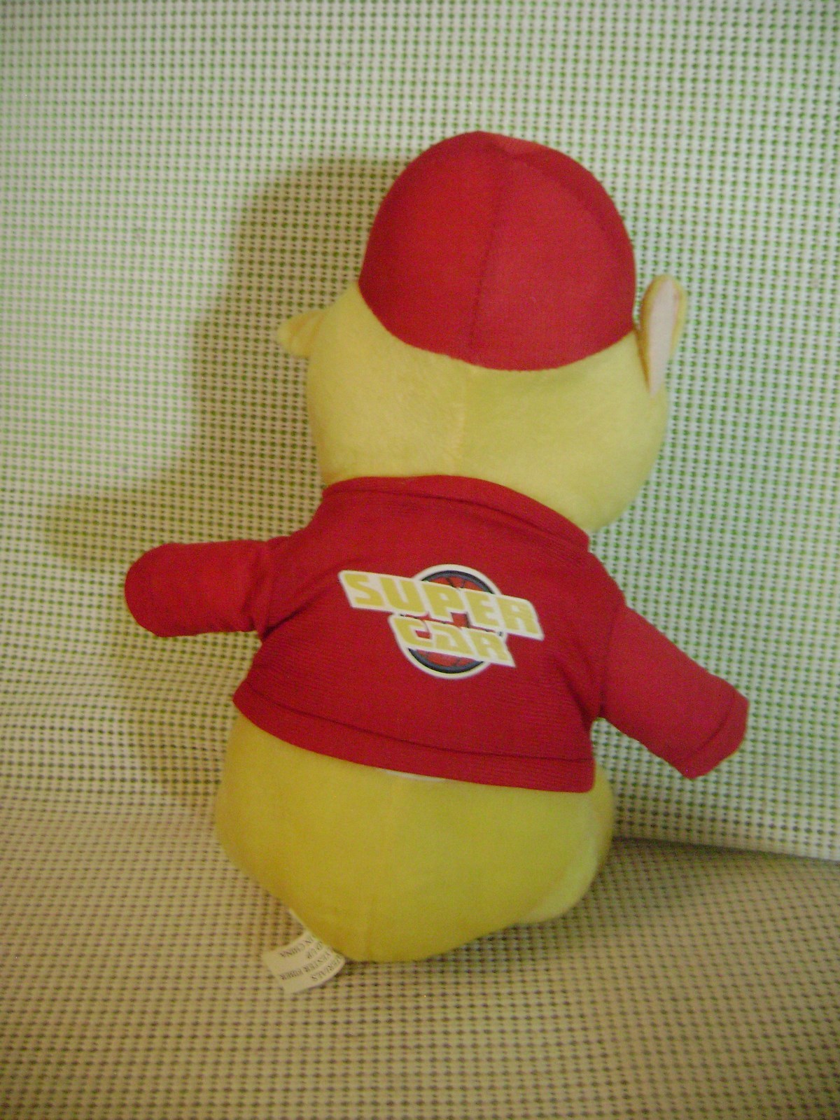 yellow BEAR PLUSH toy F1 SUPERCAR stuffed animal TEAM WINNER racing vtg teddy