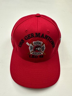 The Corps USS Germantown LSD 42 Flying Squad Logo Red Baseball Cap Hat One Size