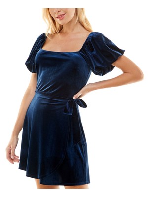 Женское темно-синее платье TRIXXI с коротким рукавом для вечеринок + расклешенное платье L