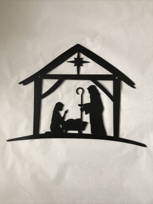 Steel Nativity Scene, Black, 10''x7''