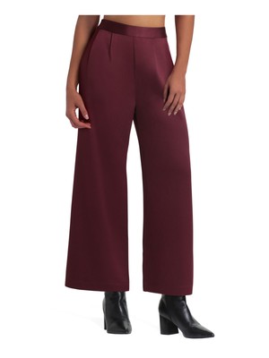 

HALSTON Женские бордовые укороченные легкие дышащие широкие брюки, Burgundy, HHWW2160001
