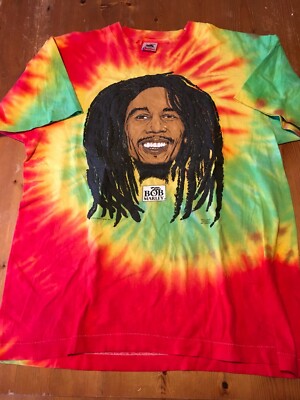 VTG 90s Single Stitch USA T-Shirt Tie Dye Bob Marley Reggae