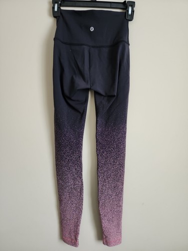 Women's Lululemon Wunder Under Leggings Size 2 Black Pink Speckled Ombre