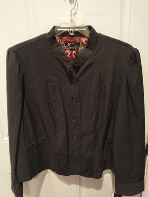E By ECI 22w Blazer Pin Stripe Brown