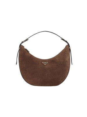 PRADA Arqué Large Cocao Brown Suede Shoulder Bag New And Authentic