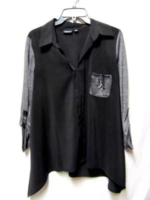 ALLEN B. Medium 8 Bust 40 career top shirt blouse grey/black multi