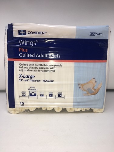 Covidien Quilted Adult Briefs Plus Wings XL Heavy Absorbency 15 Count New