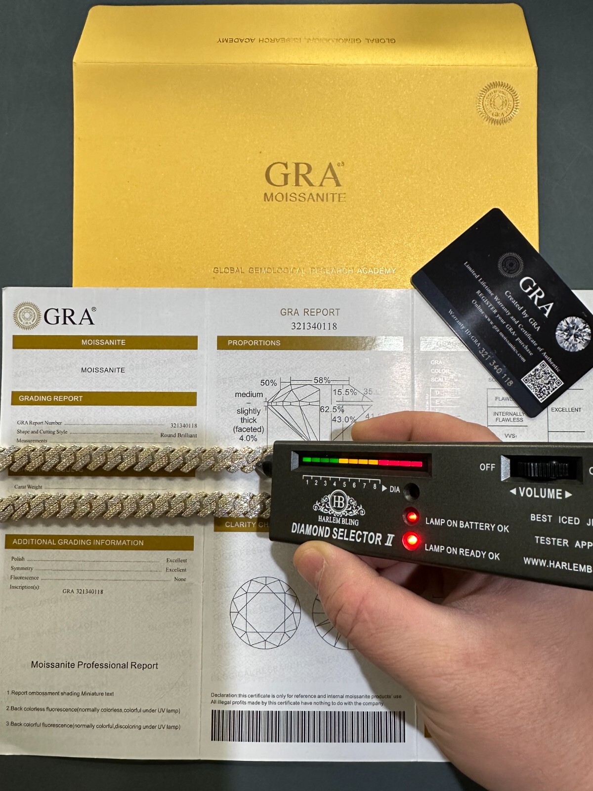 MOISSANITE Real Miami Cuban Link Prong Chain Ice Gold Plated 925 Silver Necklace