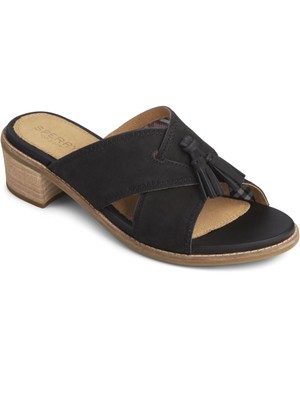 

SPERRY Женские черные кожаные шлепанцы без шнуровки на блочном каблуке с морским портом 8,5 м, Черный, STS85216