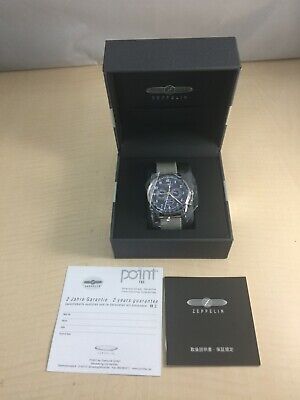 Pre-owned Zeppelin Watch Hindenburg Black Dial Moon Phase 7036m3 Men
