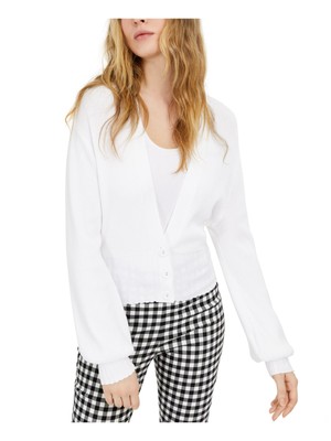 

INC Женский белый открытый кардиган с длинными рукавами и пуговицами в рубчик