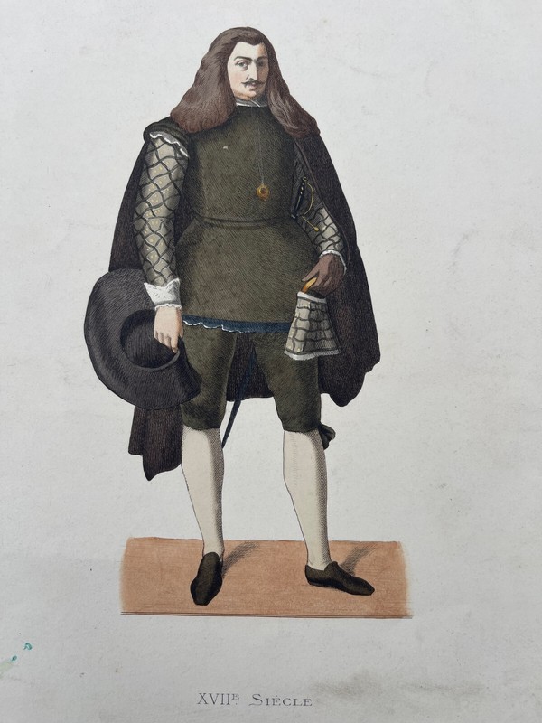 Gravure Rare Costume Xviie Gentilhomme Espagnol E. Lechevallier - Chevignard