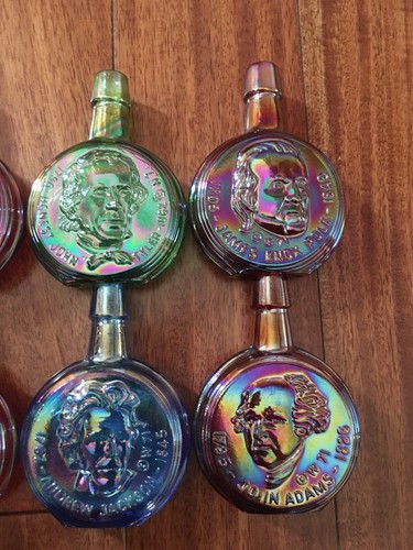 ANTIQUE WHEATON LIMITED EDITION US PRESIDENT MINI GLASS DECANTER BOTTLES SET 8