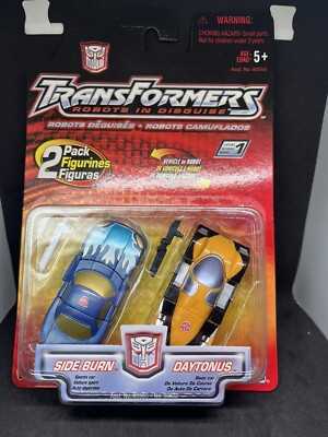 Transformers SIDEBURN & DAYTONUS RID Robots in Disguise Hasbro NOC 2-Pack 2001