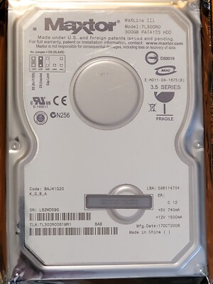 Maxtor MaxLine III 300GB PATA 133 IDE 7200rpm Internal 3.5'' Hard Drive 7L300R0