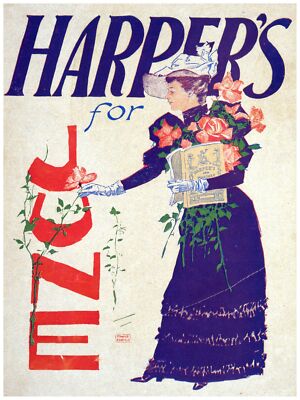 3627 Harper's for June .Nouveau Poster.Room wall art design Ad Art Decorative