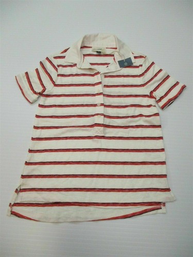new UNIVERSAL THREAD Women's Size XS Cotton Knit White/Red Stripe Polo T-Shirt